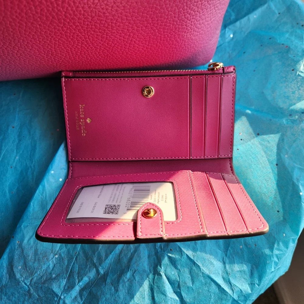 Kate Spade Medium Pebbled Leather Juliette Magenta 6 pc Set NWT - Picture 8 of 12